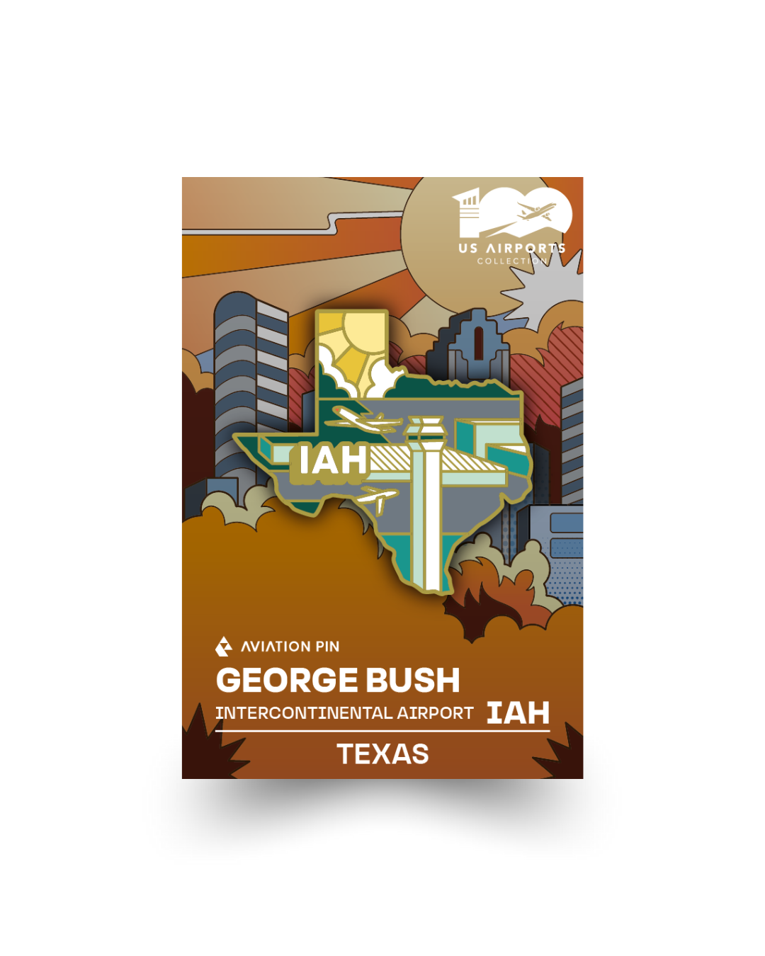 Airport Pin - IAH George Bush Airport Texas