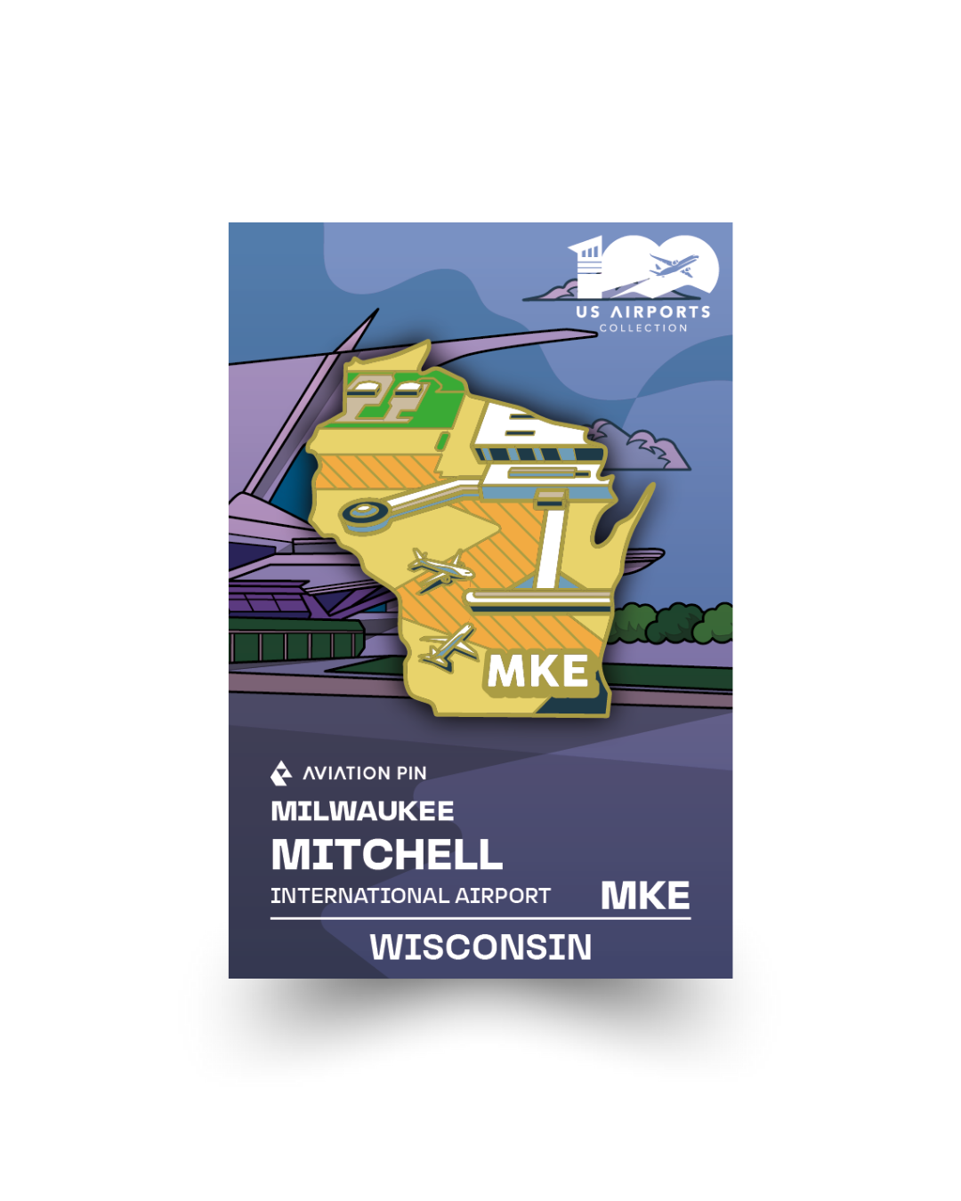 Airport Pin - MKE Milwaukee Wisconsin