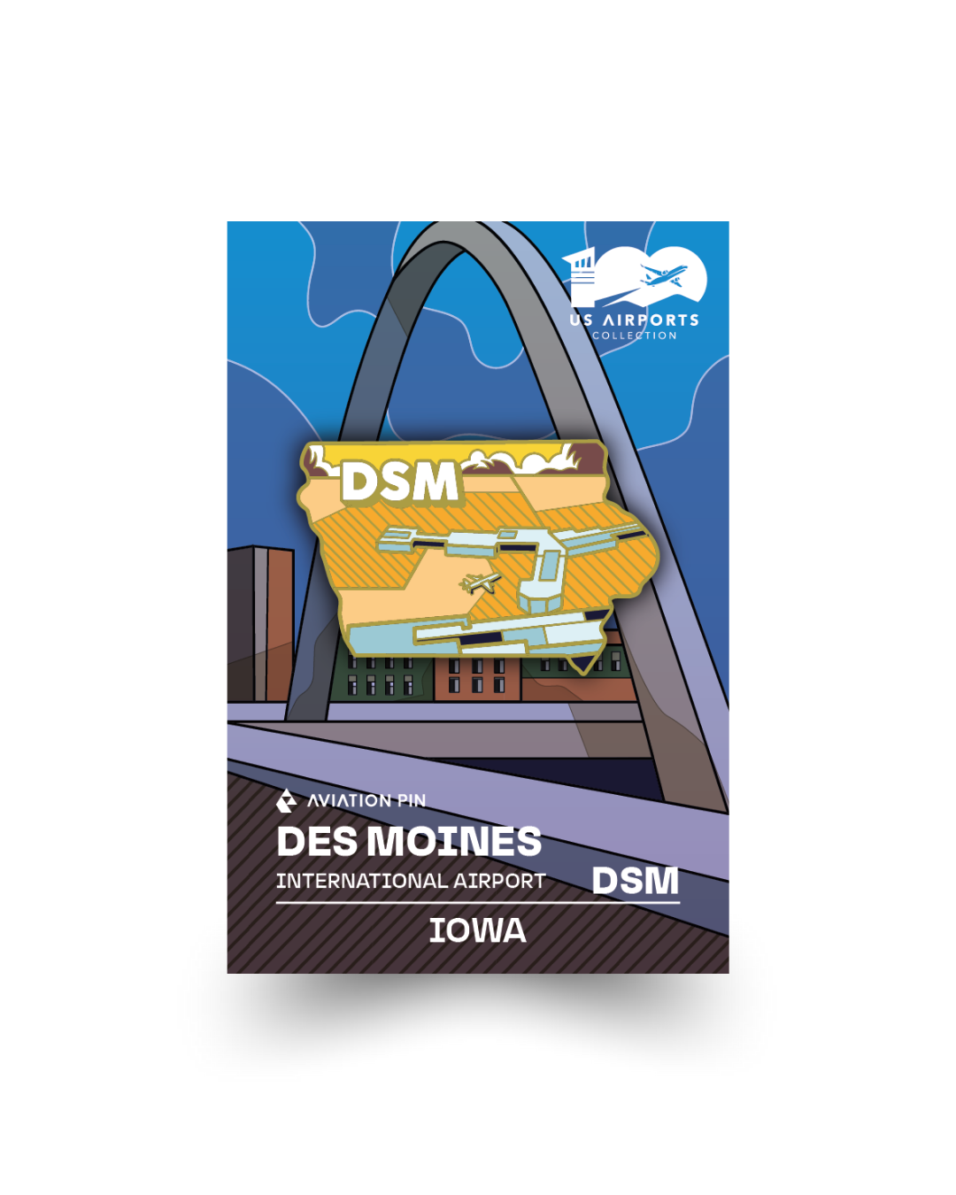 Airport Pin - DSM Des Moines Iowa