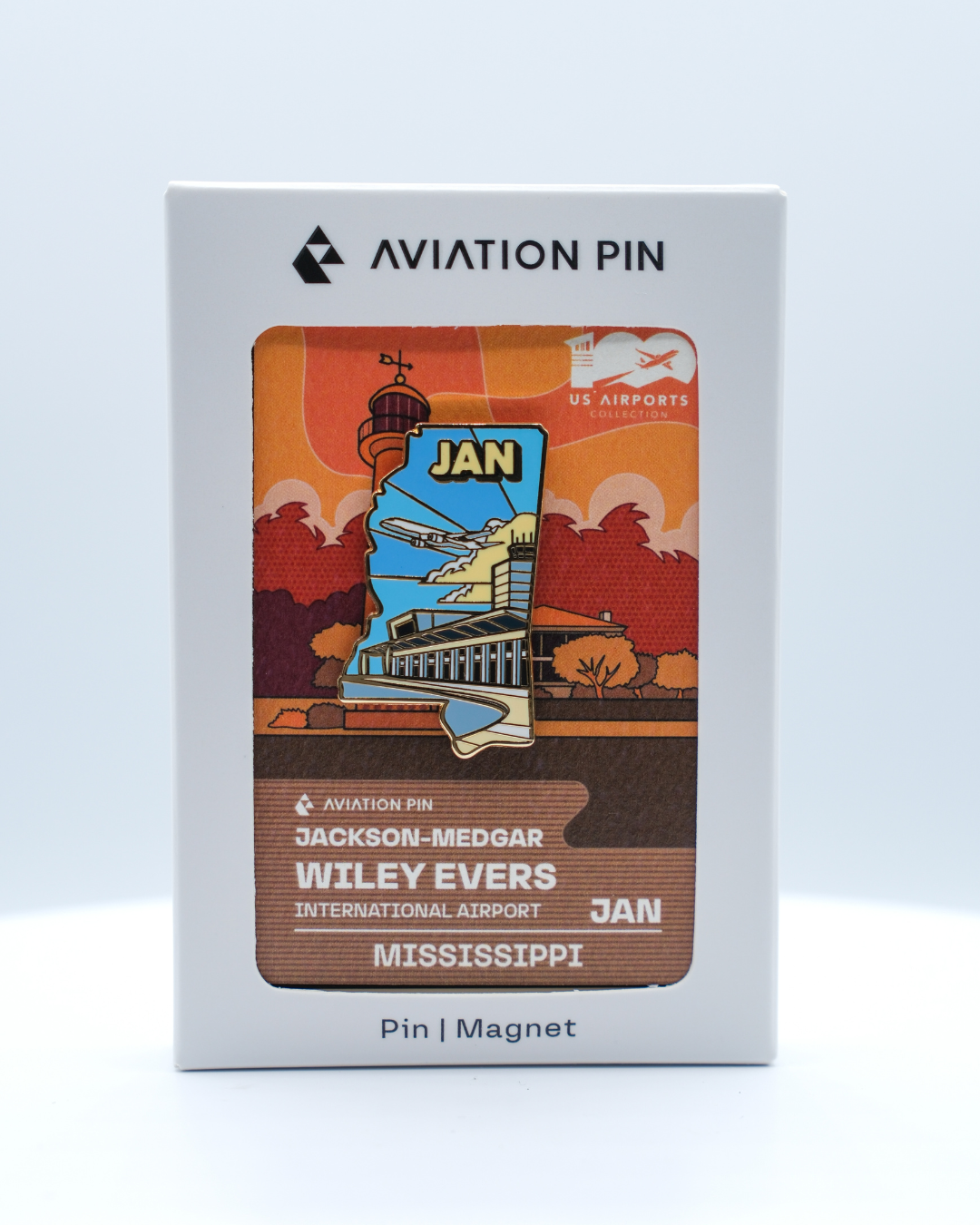 JAN Airport Pin – Jackson–Medgar Wiley Evers International Airport, Mississippi