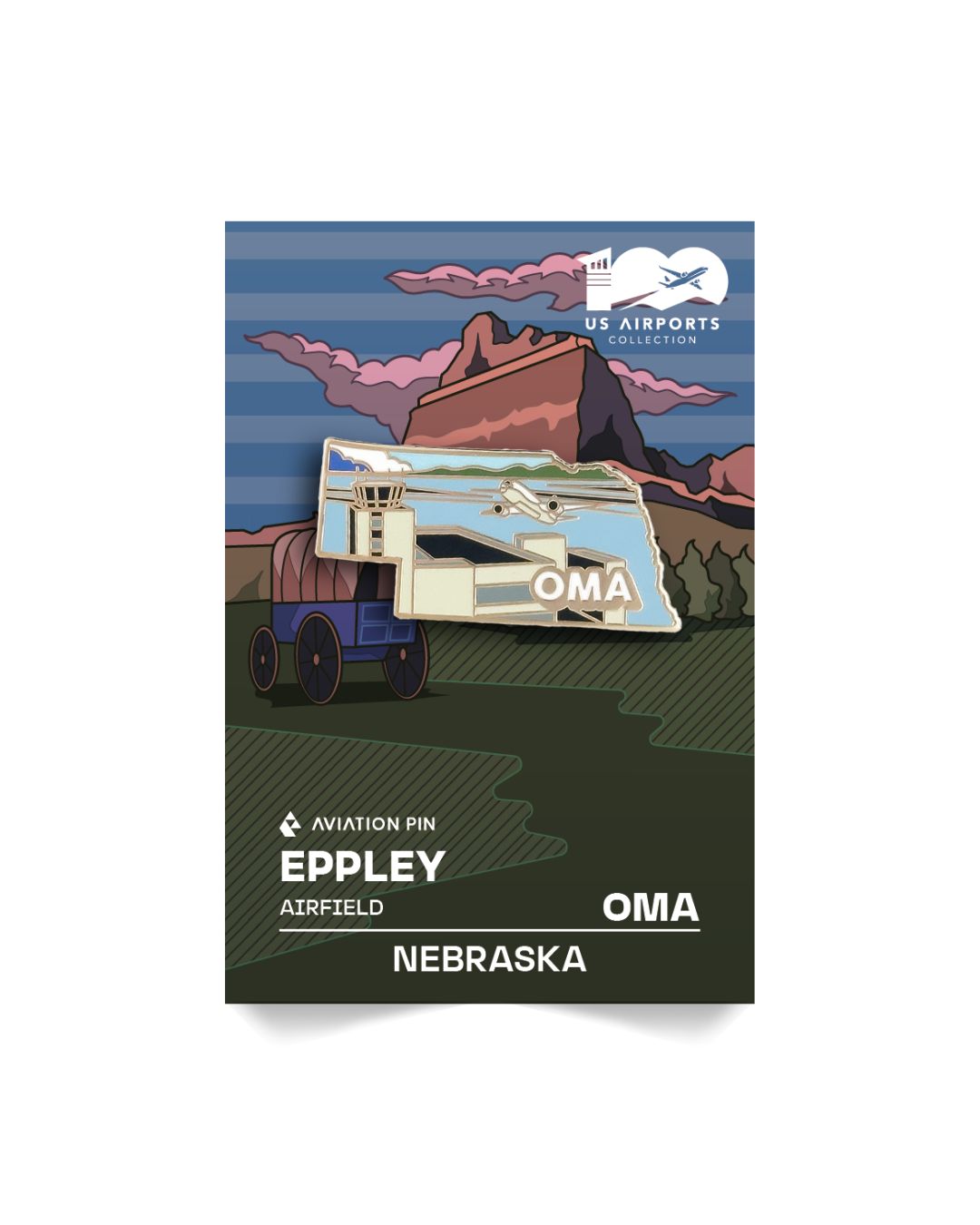 Airport Enamel Pin | OMA - Nebraska
