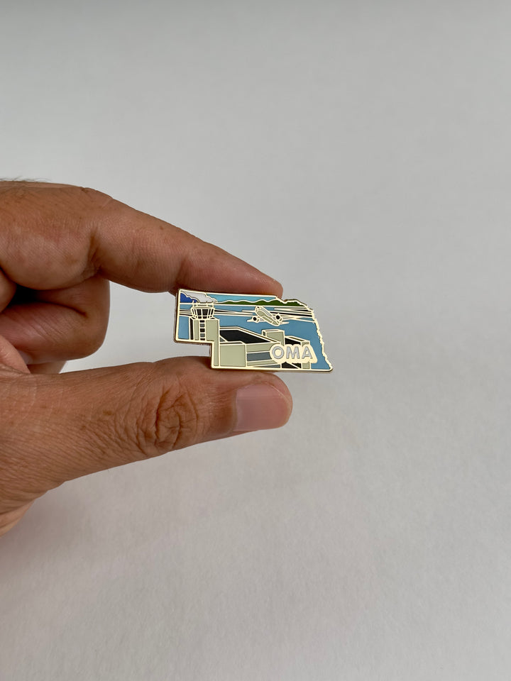 Airport Enamel Pin | OMA - Nebraska